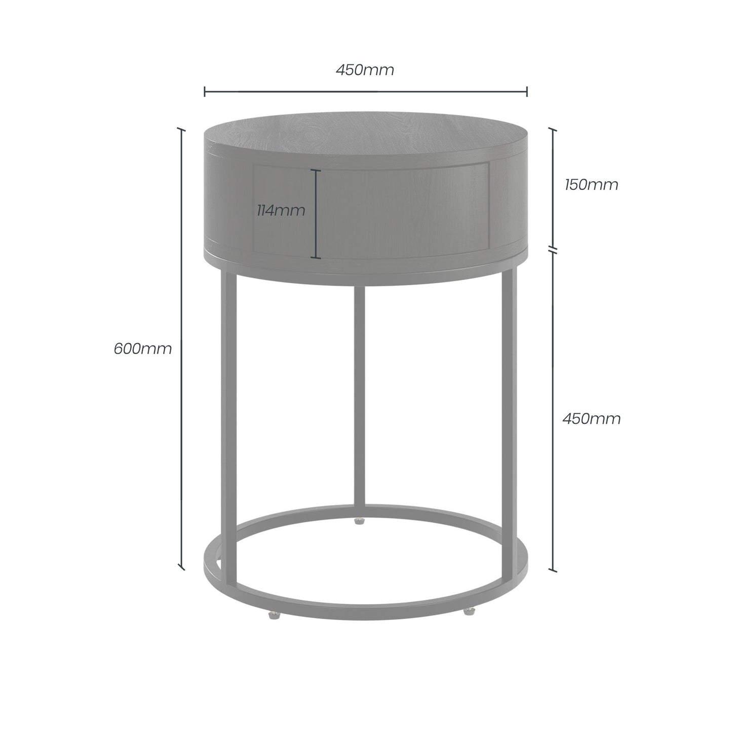 Shop the Hampton Round Wooden Bedside Table in Black Oak with black metal legs by D.I. Designs. FREE UK Mainland Delivery. Shop online today at www.nobleandnook.co.uk