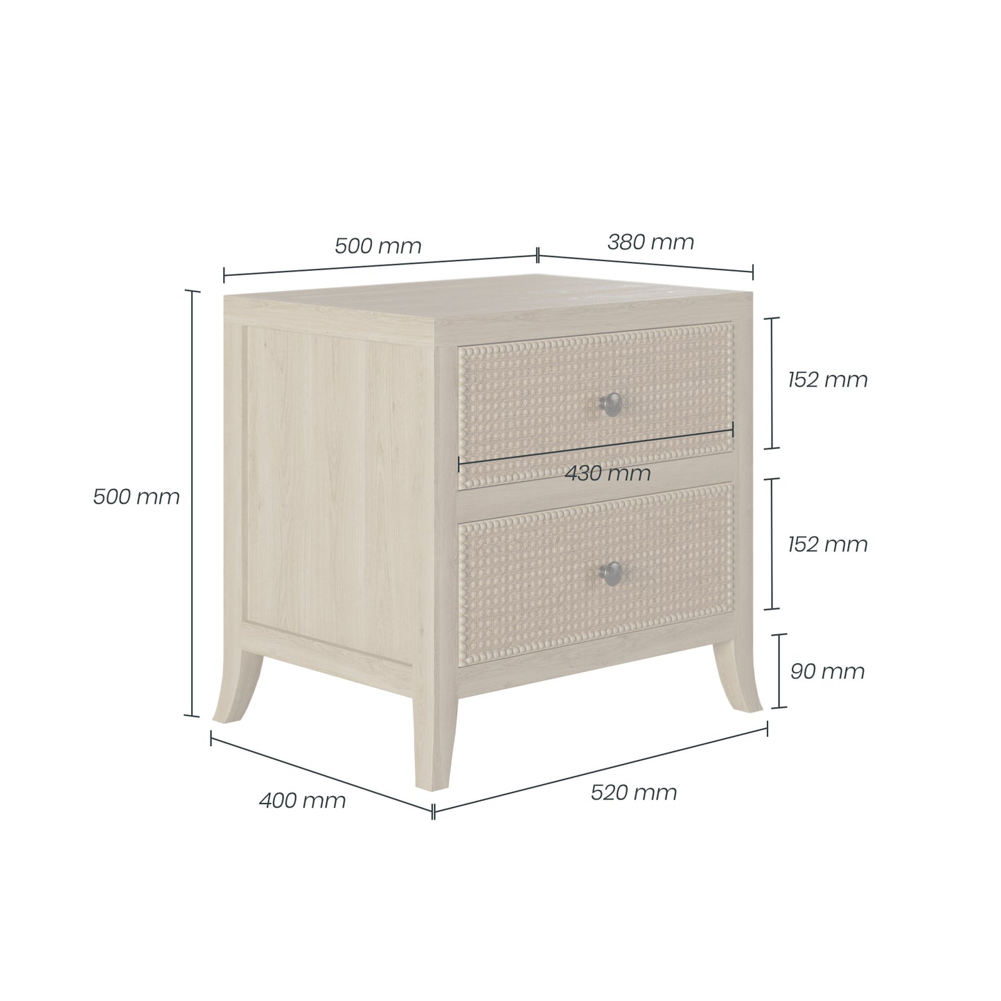 Shop the Witley Bedside Table with two drawers in grey aged oak and stylish rattan latticed front by D.I. Designs. FREE UK Mainland Delivery. Shop online today at www.nobleandnook.co.uk