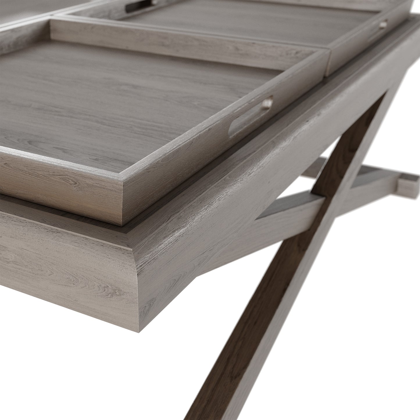 Shop the Bentley Coffee Table in grey aged oak with three removable trays. FREE UK Mainland Delivery. Shop online today at www.nobleandnook.co.uk