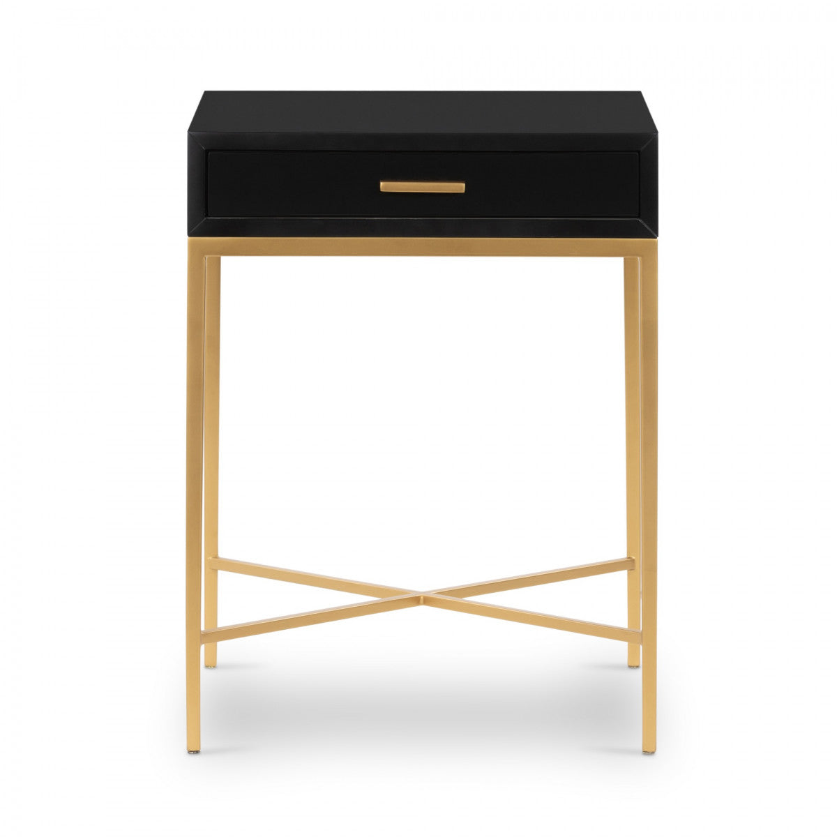 Shop the Berkeley Bedside Table in Black with fine tapered gold finished legs. FREE UK Mainland Delivery. Shop online today at www.nobleandnook.co.uk