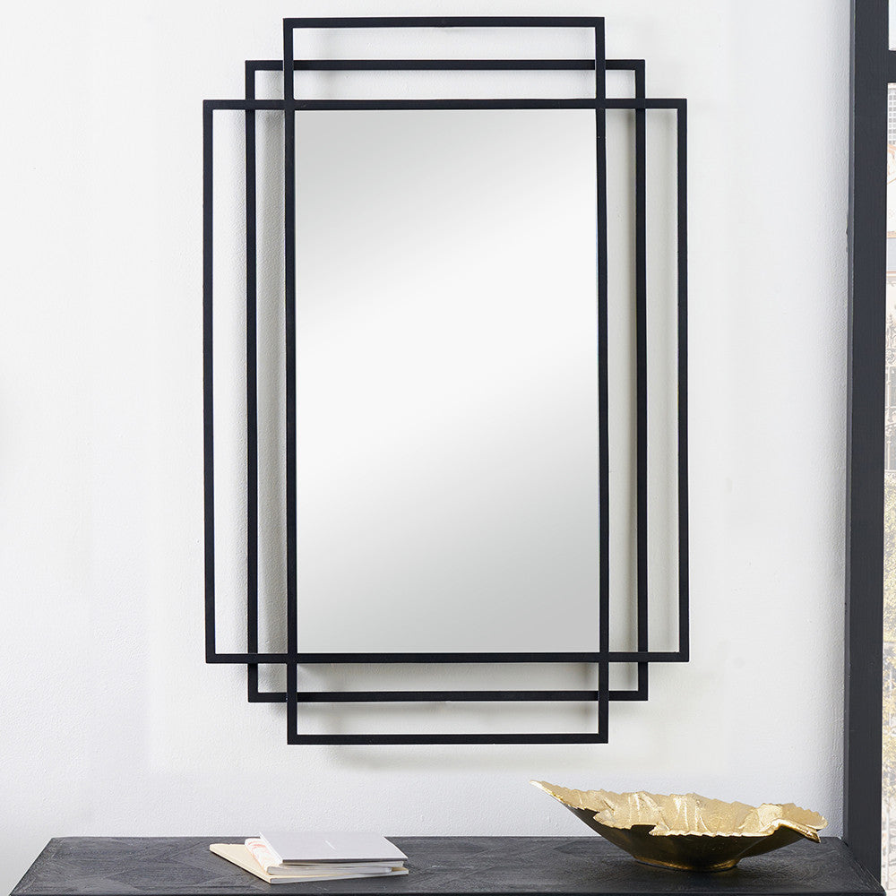 Shop our Black Metal Art Deco Rectangular Wall Mirror, a timeless and elegant addition to your wall. FREE UK MAINLAND DELIVERY. Shop online now at www.nobleandnook.co.uk