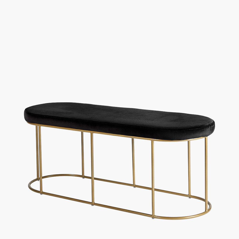 Featuring luxurious Black velvet and a sleek champagne gold metal frame, the this bench is a refined and useful addition to any space. FREE UK MAINLAND DELIVERY on orders over £100. Shop online now at www.nobleandnook.co.uk