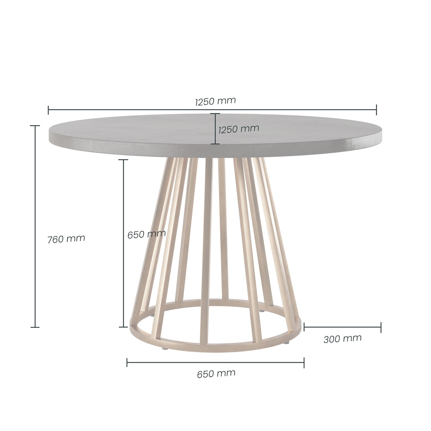 Shop the Bredon Round Dining Table with grey concrete texture top and antique brass colour base. FREE UK MAINLAND DELIVERY on orders over £100. Shop online now at www.nobleandnook.co.uk