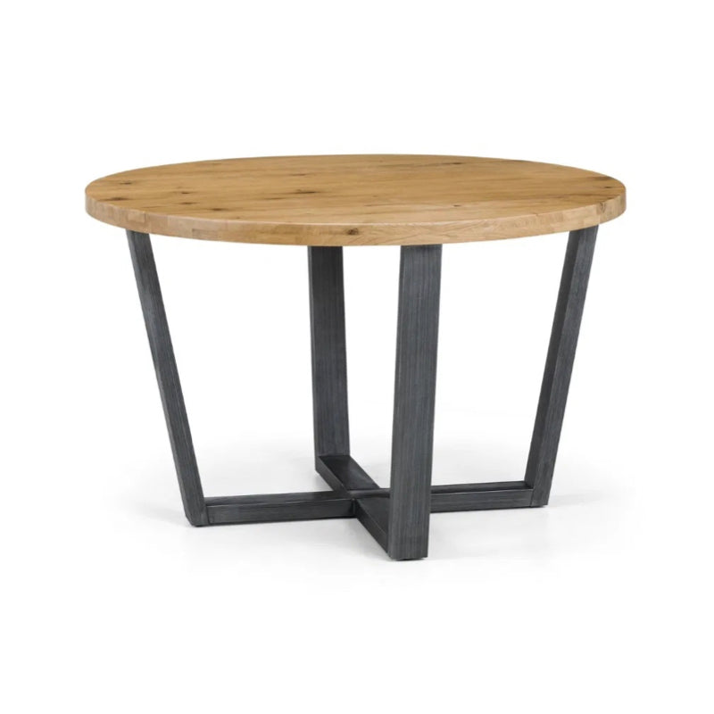 Brooklyn Round Dining Table in Solid Oak with Metal Legs