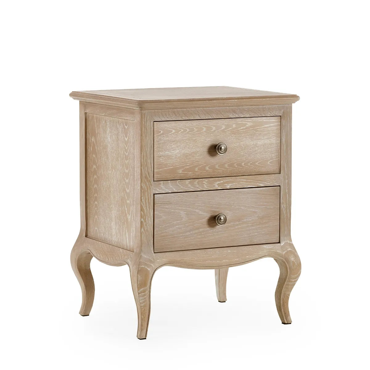Shop the elegant Camille 2 Drawer Bedside Cabinet constructed in oak with a limed finish. FREE UK Mainland Delivery on orders over £100. Shop online today at www.nobleandnook.co.uk