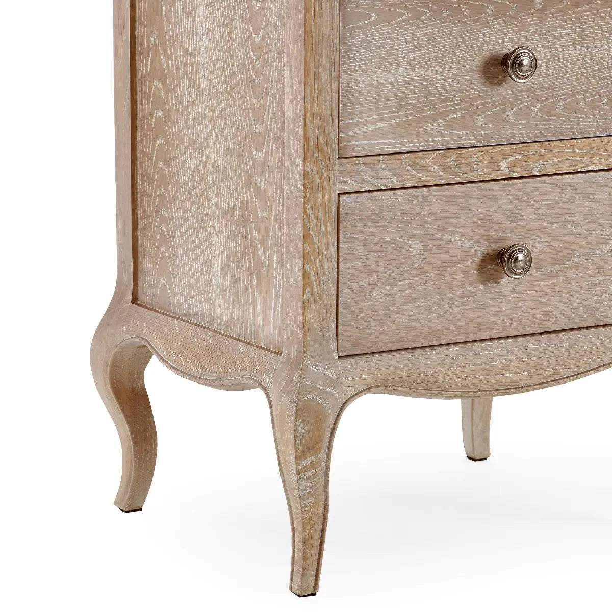 Shop the elegant Camille 2 Drawer Bedside Cabinet constructed in oak with a limed finish. FREE UK Mainland Delivery on orders over £100. Shop online today at www.nobleandnook.co.uk