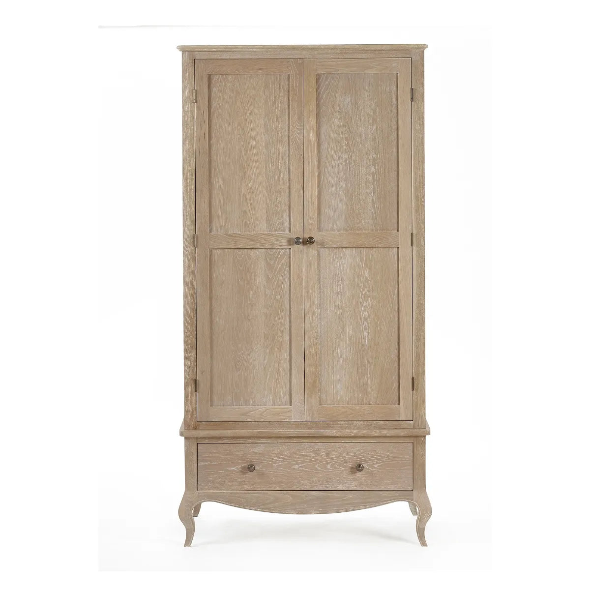 Shop the Camille Oak Limed Double Wardrobe, a timeless French-inspired design with elegant curves and intricate detailing. FREE UK MAINLAND DELIVERY. Shop online now at www.nobleandnook.co.uk