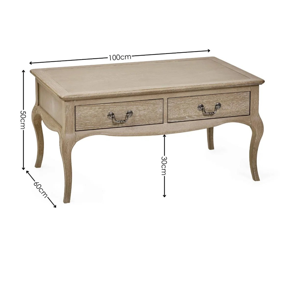 Camille French Style Rectangular Coffee Table