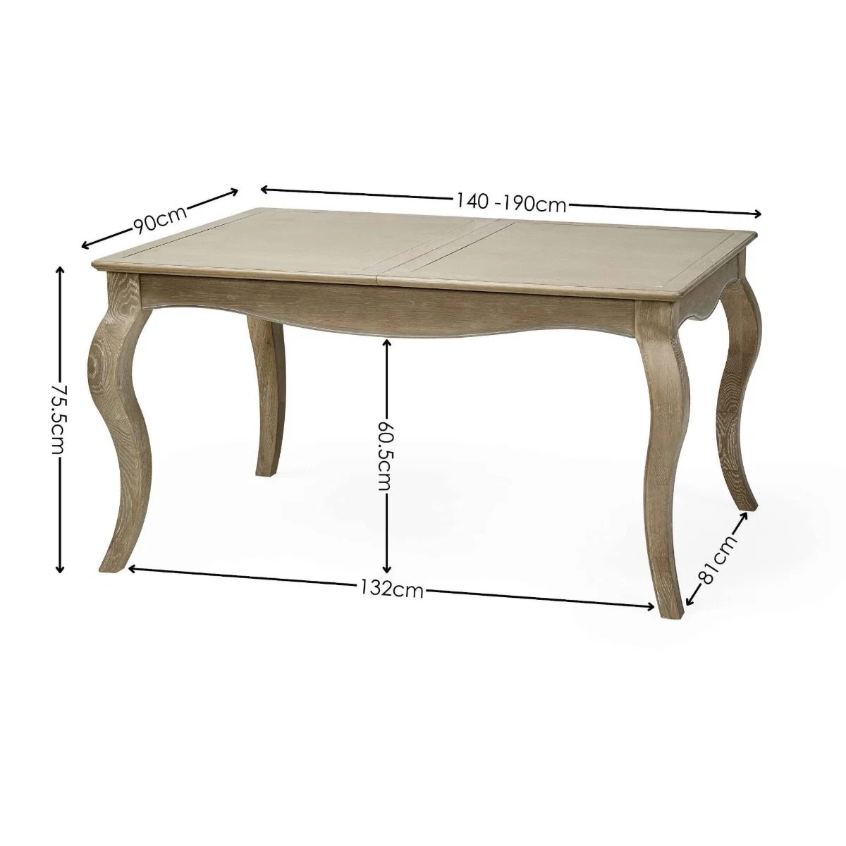 Camille French Style 4–6 Seater Extending Dining Table | Limed Oak
