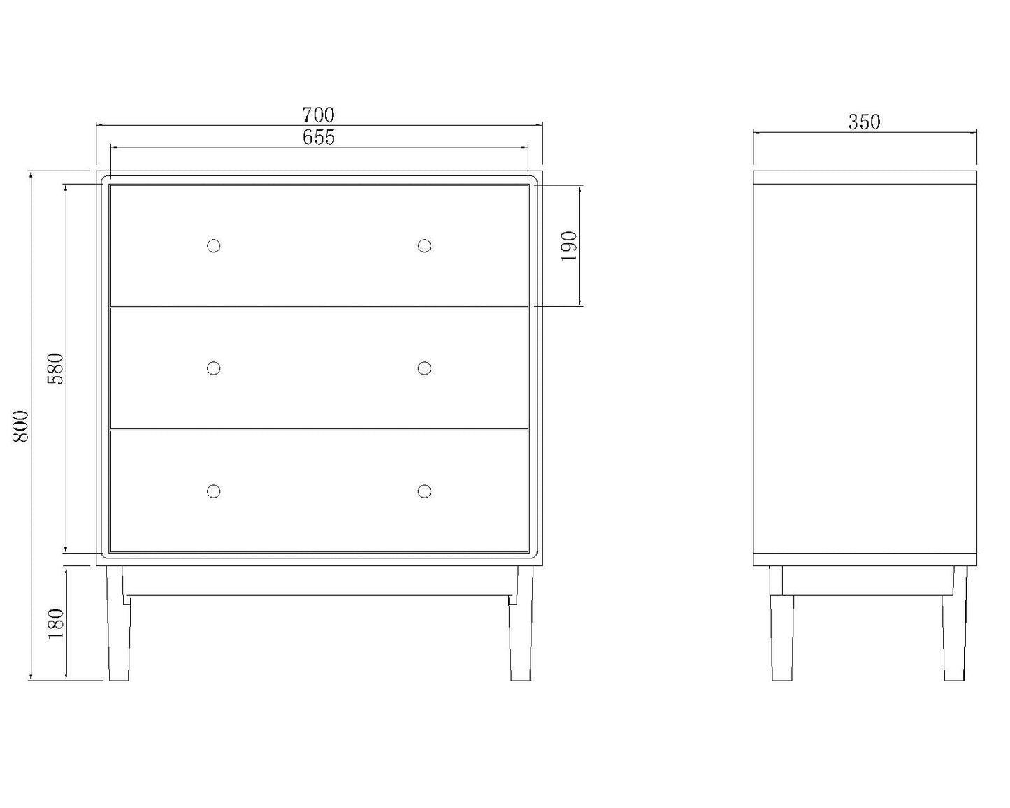 Wright Walnut Chest of 3 Drawers
