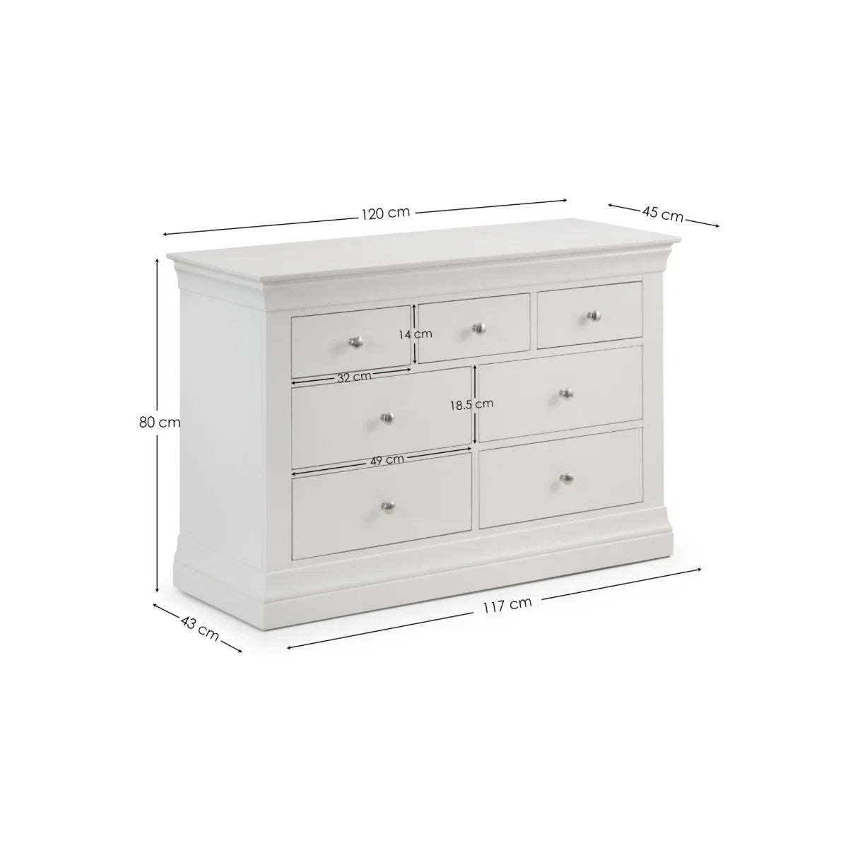 Clermont 4+3 Drawer Chest in White