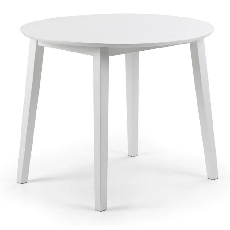The Coast Drop Leaf 4 Seater Dining Table with two folding leaves allowing you to adapt it for everyday use or entertaining. Finished in a pristine white lacquer. H75 x L55/90 x W90 cm. Available at www.nobleandnook.co.uk