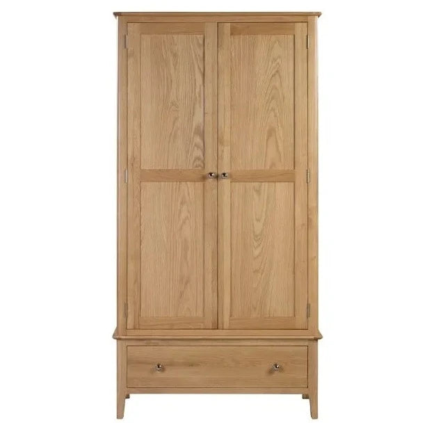 Shop the solid oak Cotswold 2 Door & 1 Drawer Wardrobe with 1 Drawer. FREE UK MAINLAND DELIVERY. Shop online now at www.nobleandnook.co.uk