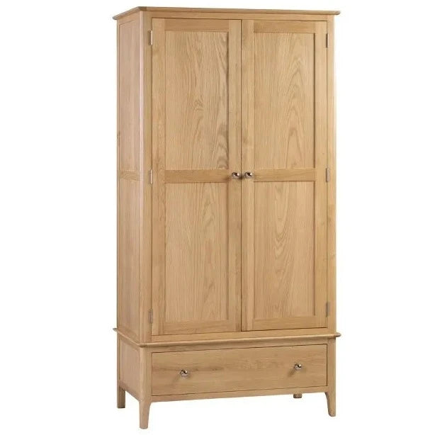 Shop the solid oak Cotswold 2 Door & 1 Drawer Wardrobe with 1 Drawer. FREE UK MAINLAND DELIVERY. Shop online now at www.nobleandnook.co.uk