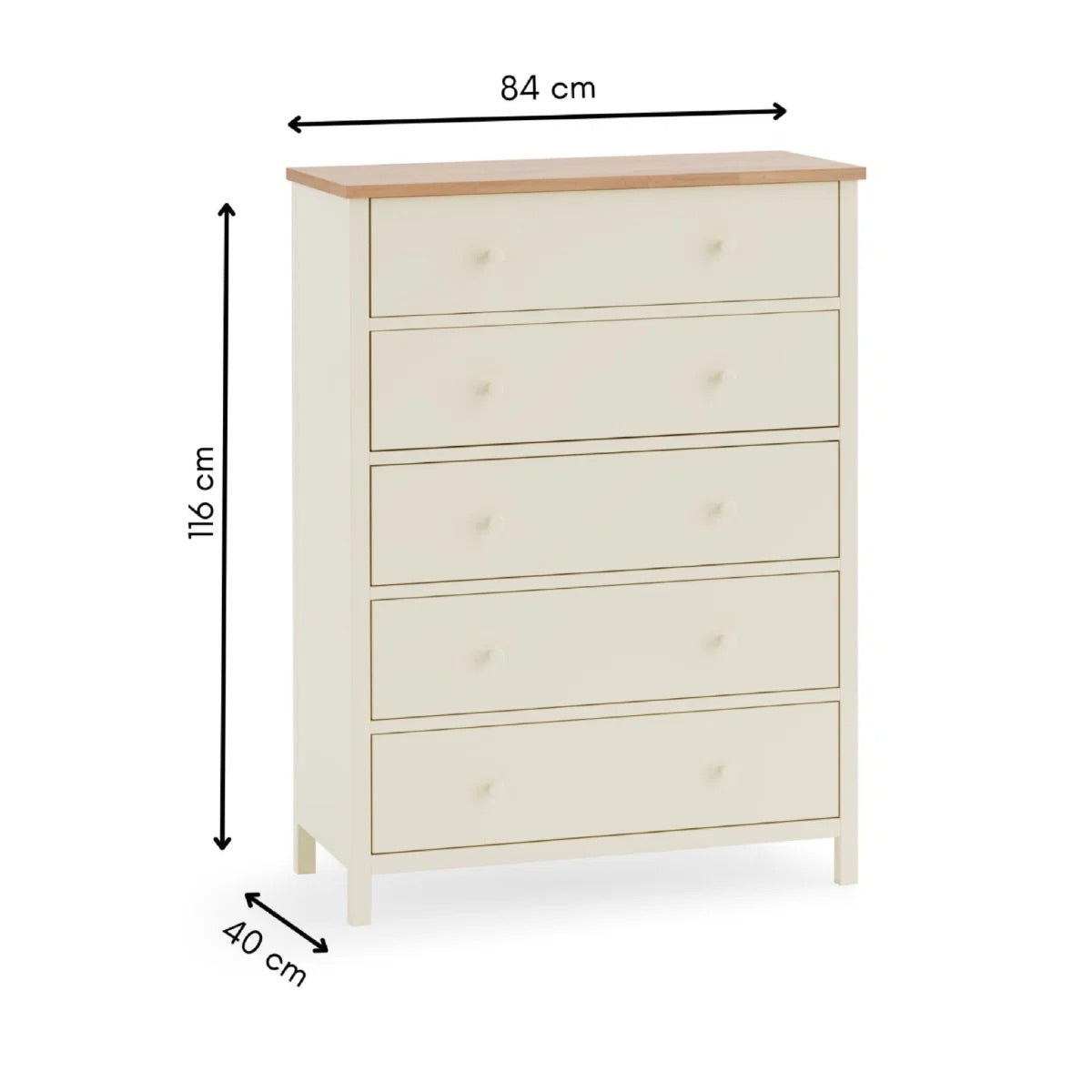 Coxmoor 5 Drawer Wide Chest Ivory & Oak