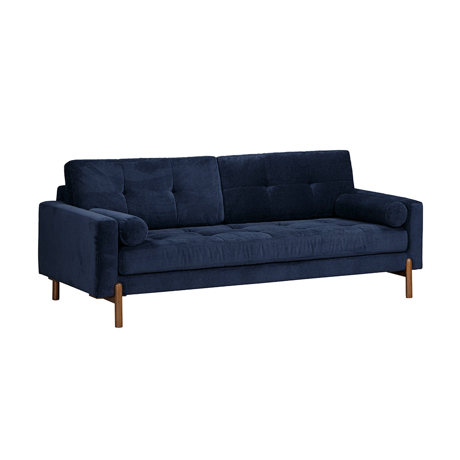 The Candover Sofa, handcrafted with deep blue textured fabric and wooden legs. FREE UK MAINLAND DELIVERY on orders over £250. Shop online now at www.nobleandnook.co.uk