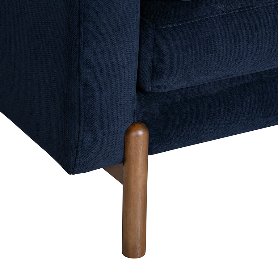 The Candover Sofa, handcrafted with deep blue textured fabric and wooden legs. FREE UK MAINLAND DELIVERY on orders over £250. Shop online now at www.nobleandnook.co.uk