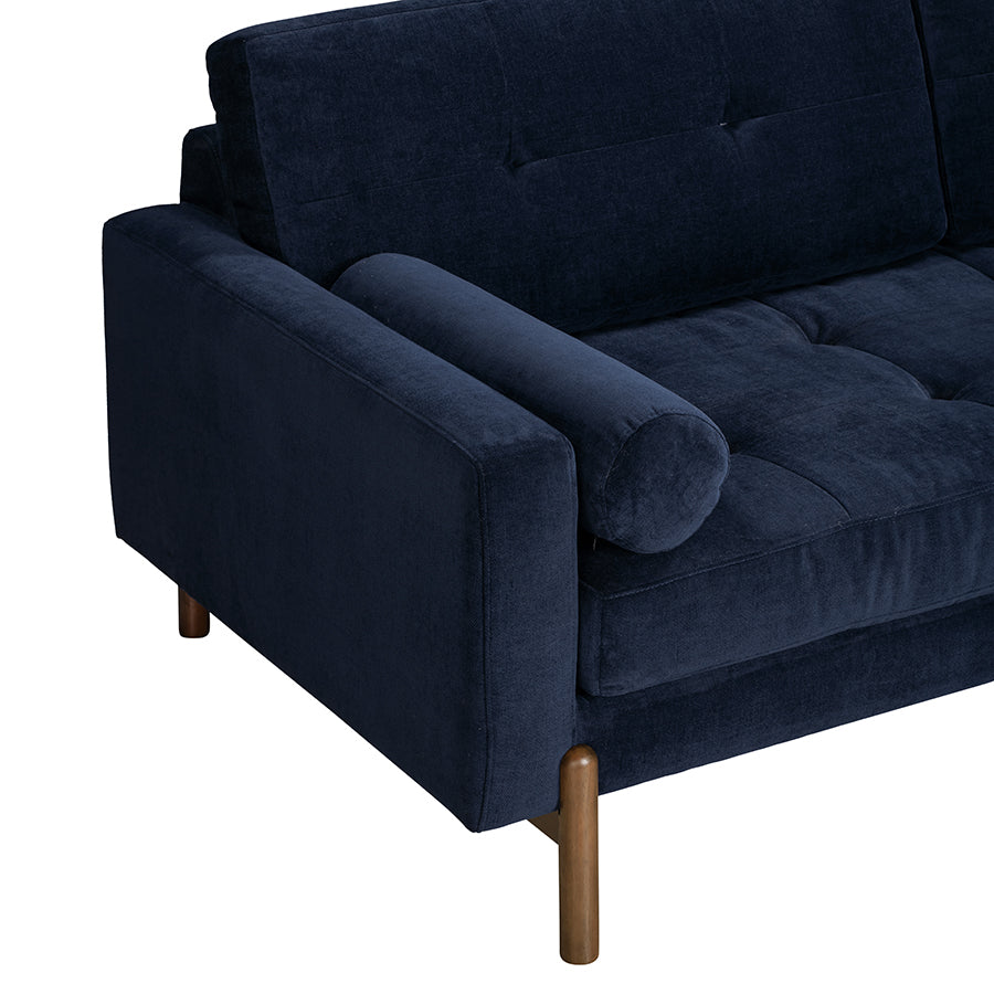 The Candover Sofa, handcrafted with deep blue textured fabric and wooden legs. FREE UK MAINLAND DELIVERY on orders over £250. Shop online now at www.nobleandnook.co.uk