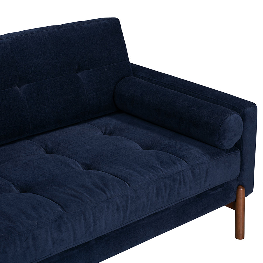 The Candover Sofa, handcrafted with deep blue textured fabric and wooden legs. FREE UK MAINLAND DELIVERY on orders over £250. Shop online now at www.nobleandnook.co.uk