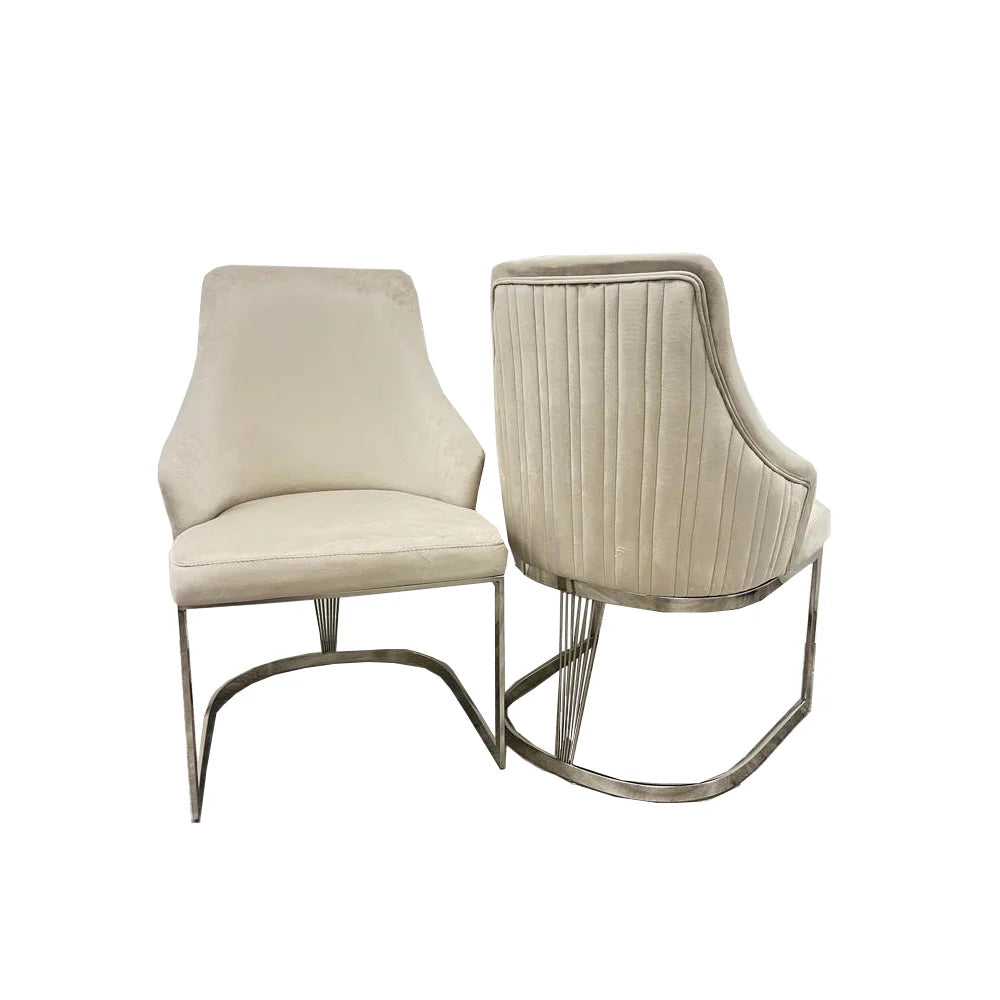 Chelmsford Velvet Dining Chairs, a stunning blend of modern design and luxurious comfort. These chairs are designed to make a statement. Shop online at www.nobleandnook.co.uk