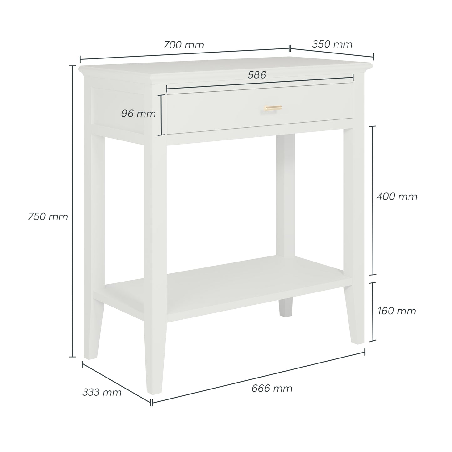 Built from solid birch and painted wood for a high-quality, long-lasting piece. Dimensions - W70 x D35 x H75 cm - Ideal for small entryways, behind sofas, or in bedrooms. www.nobleandnook.co.uk