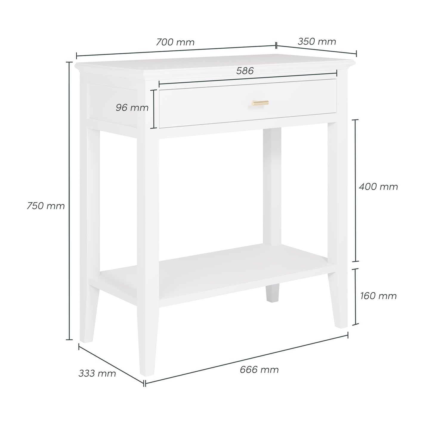 Built from solid birch and painted wood for a high-quality, long-lasting piece. Dimensions - W70 x D35 x H75 cm - Ideal for small entryways, behind sofas, or in bedrooms. www.nobleandnook.co.uk