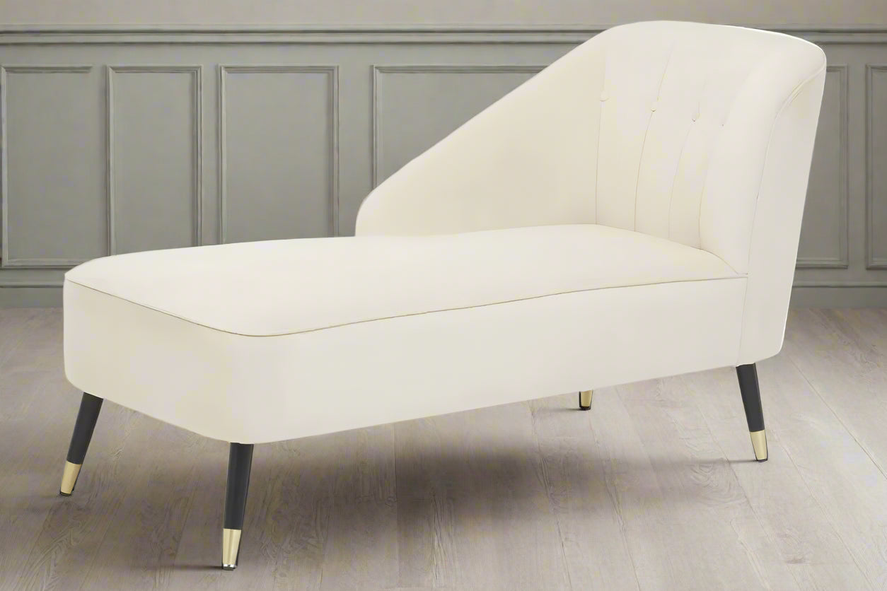 Cream Velvet Right Arm Chaise Lounge