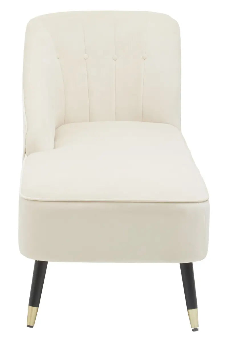 Cream Velvet Right Arm Chaise Lounge