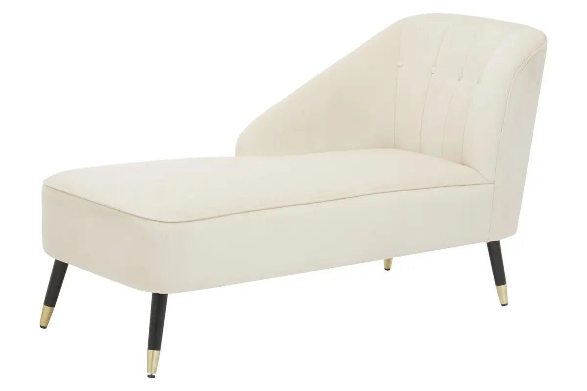 Cream Velvet Right Arm Chaise Lounge