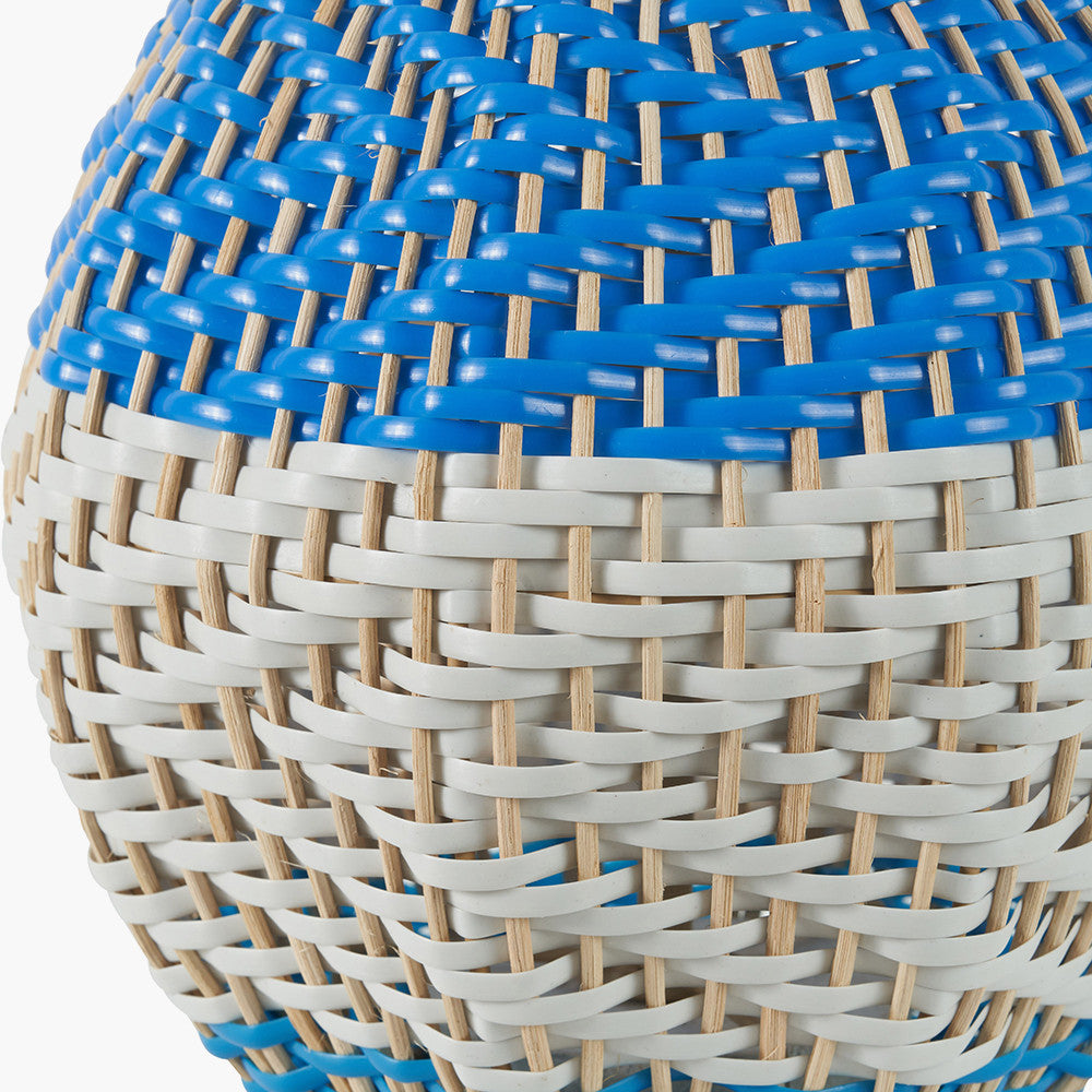Elevate your home décor with the Brera Small Rattan Table Lamp in Cobalt, a vibrant and textural statement piece crafted in partnership with Designers Guild. Shop online today at www.nobleandnook.co.uk