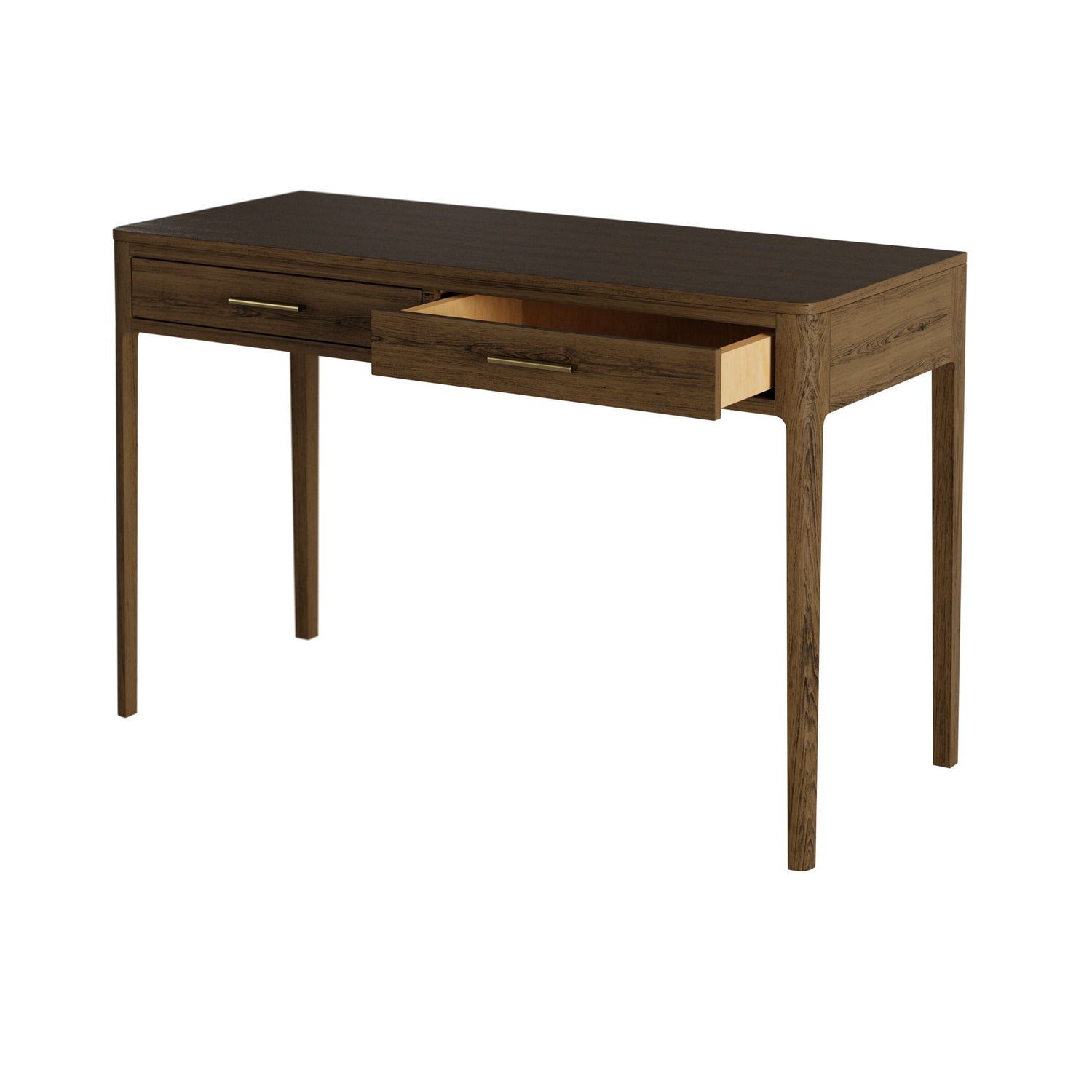 Elevate your workspace with the Abberley Dressing Table / Desk. Its curved front and legs add a touch of elegance while two drawers helps keep items organised. Shop online today at www.nobleandnook.co.uk