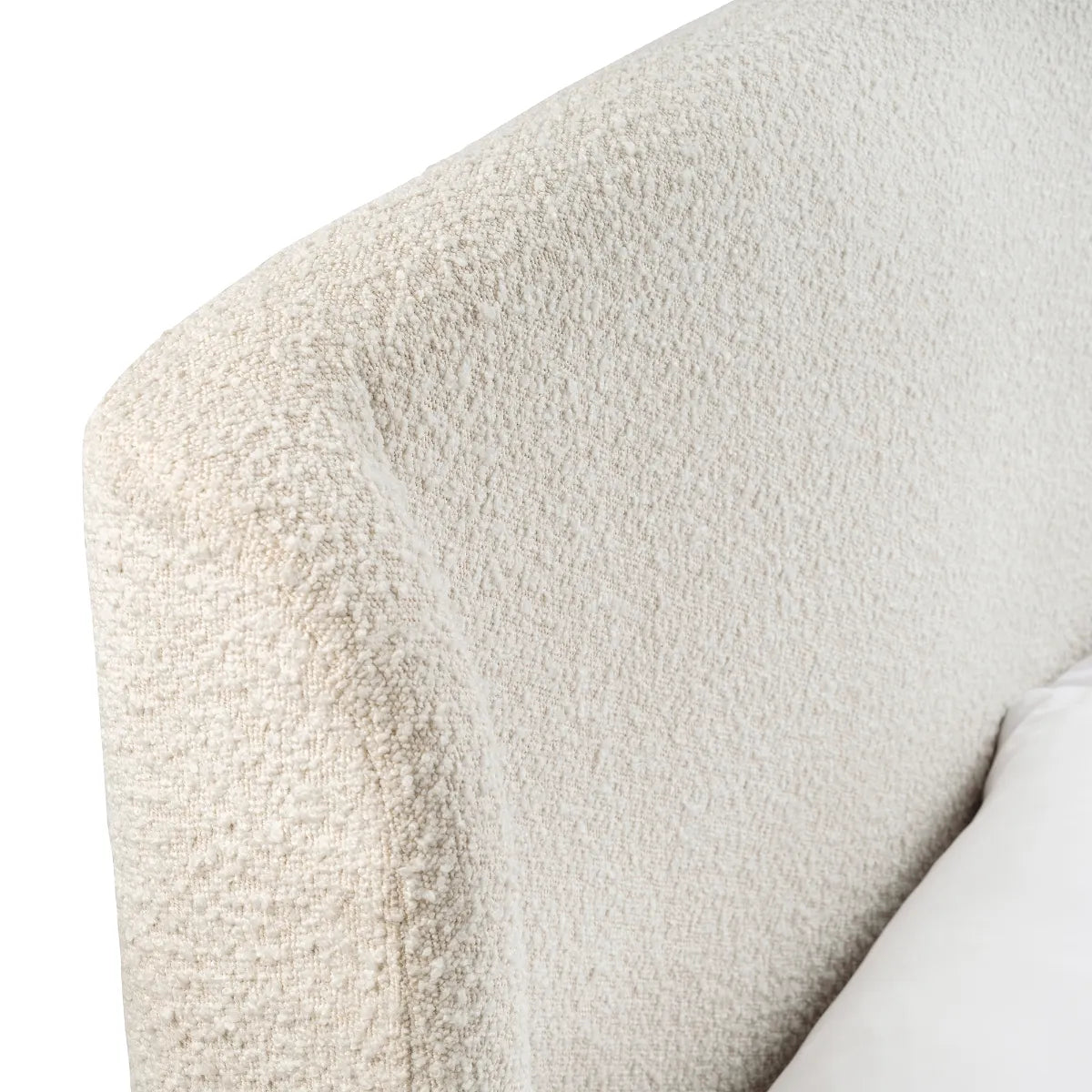 Shop the luxurious Eden Boucle Double Bed in Ivory with its curved headboard. FREE UK MAINLAND DELIVERY. Shop online now at www.nobleandnook.co.uk