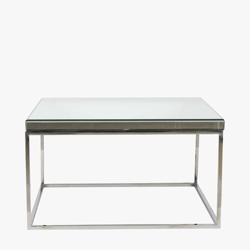 Shop the Elysee Mirrored Glass and Silver Metal Square Coffee Table, a sophisticated addition to any living space. Shop online today at www.nobleandnook.co.uk