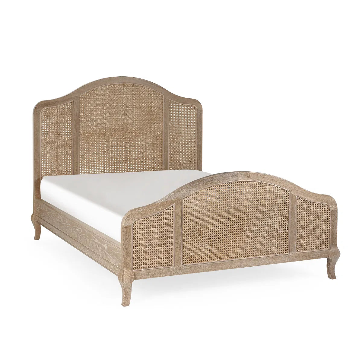 Shop the Château Rattan Bed in Light Oak, featuring an arched headboard and footboard with intricate rattan panelling. Free UK Mainland Delivery. Shop online todat at www.nobleandnook.co.uk