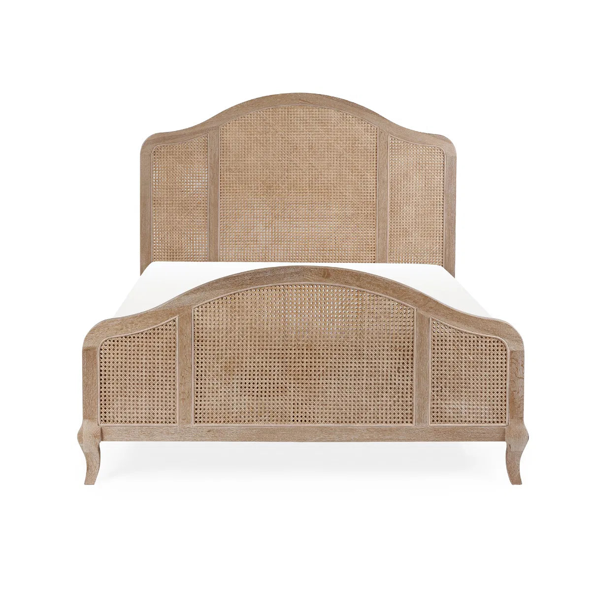 Shop the Château Rattan Bed in Light Oak, featuring an arched headboard and footboard with intricate rattan panelling. Free UK Mainland Delivery. Shop online todat at www.nobleandnook.co.uk