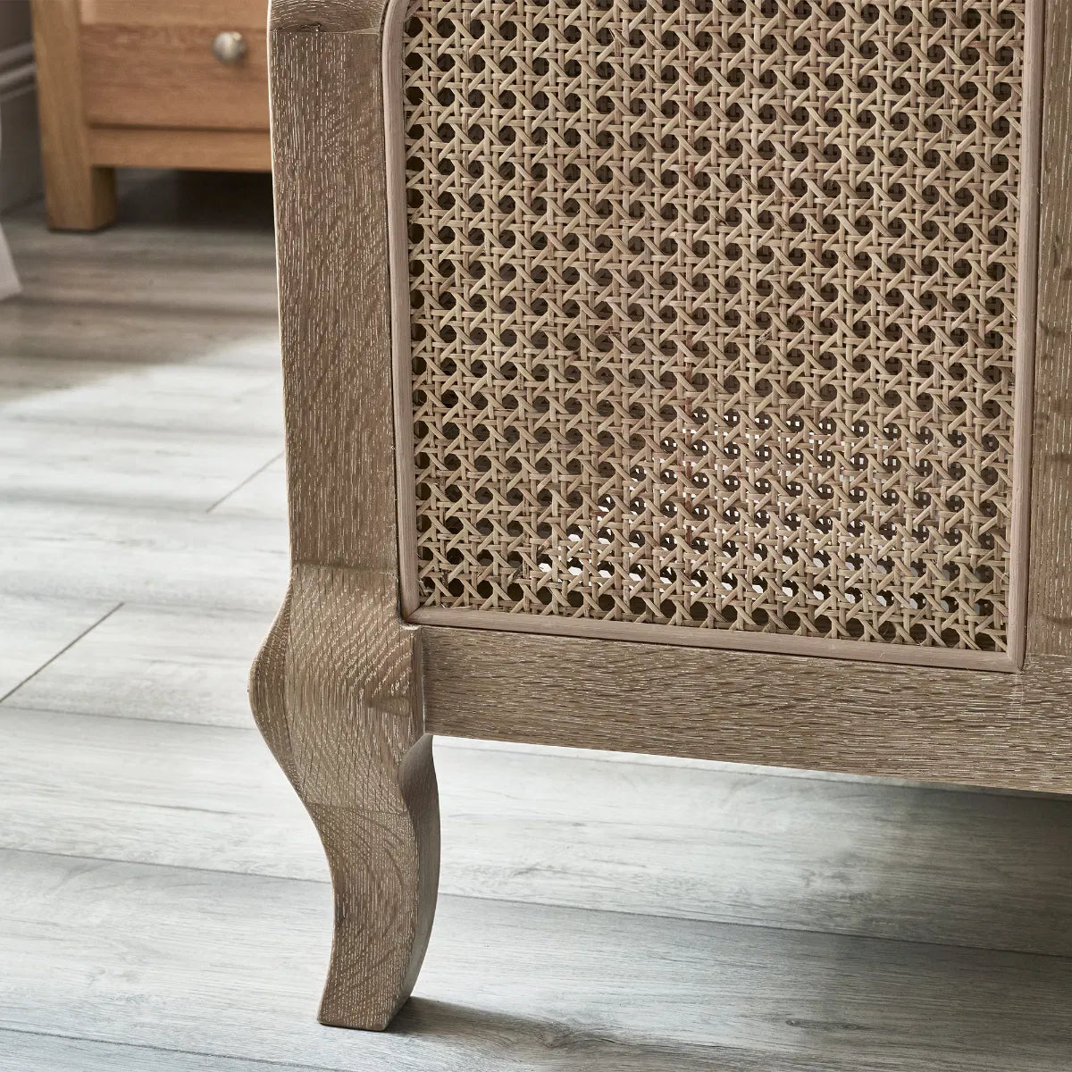 Shop the Château Rattan Bed in Light Oak, featuring an arched headboard and footboard with intricate rattan panelling. Free UK Mainland Delivery. Shop online today at www.nobleandnook.co.uk
