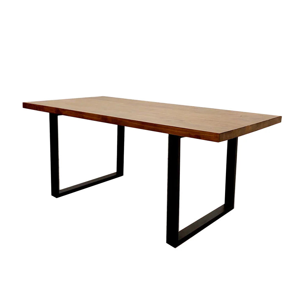 The Freya 1.8m Dining Table is a stunning blend of rustic charm and modern industrial design. Crafted from solid dark pine wood and paired with sleek matte black metal legs. Shop online today at www.nobleandnook.co.uk