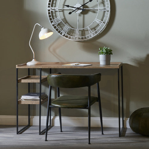 Gallery Natural Wood Veneer and Black Metal Desk
