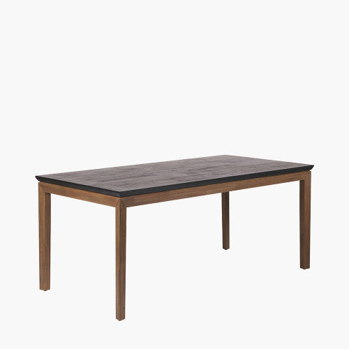 Shop the Gio Black and Natural Acacia Wood 6 Seater Dining Table. Dimensions – W180 x D90 x H76 cm. Perfect for both modern and rustic interiors. Visit www.nobleandnook.co.uk today.