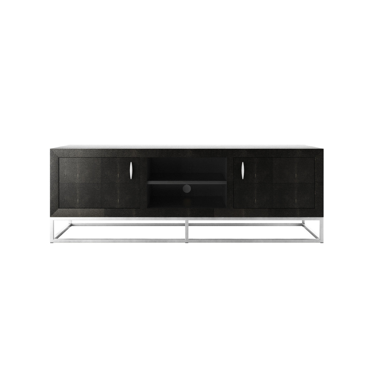 Shop the Hampton TV Unit in luxurious black shagreen, perfect for your TV and media needs. Shop online at www.nobleandnook.co.uk