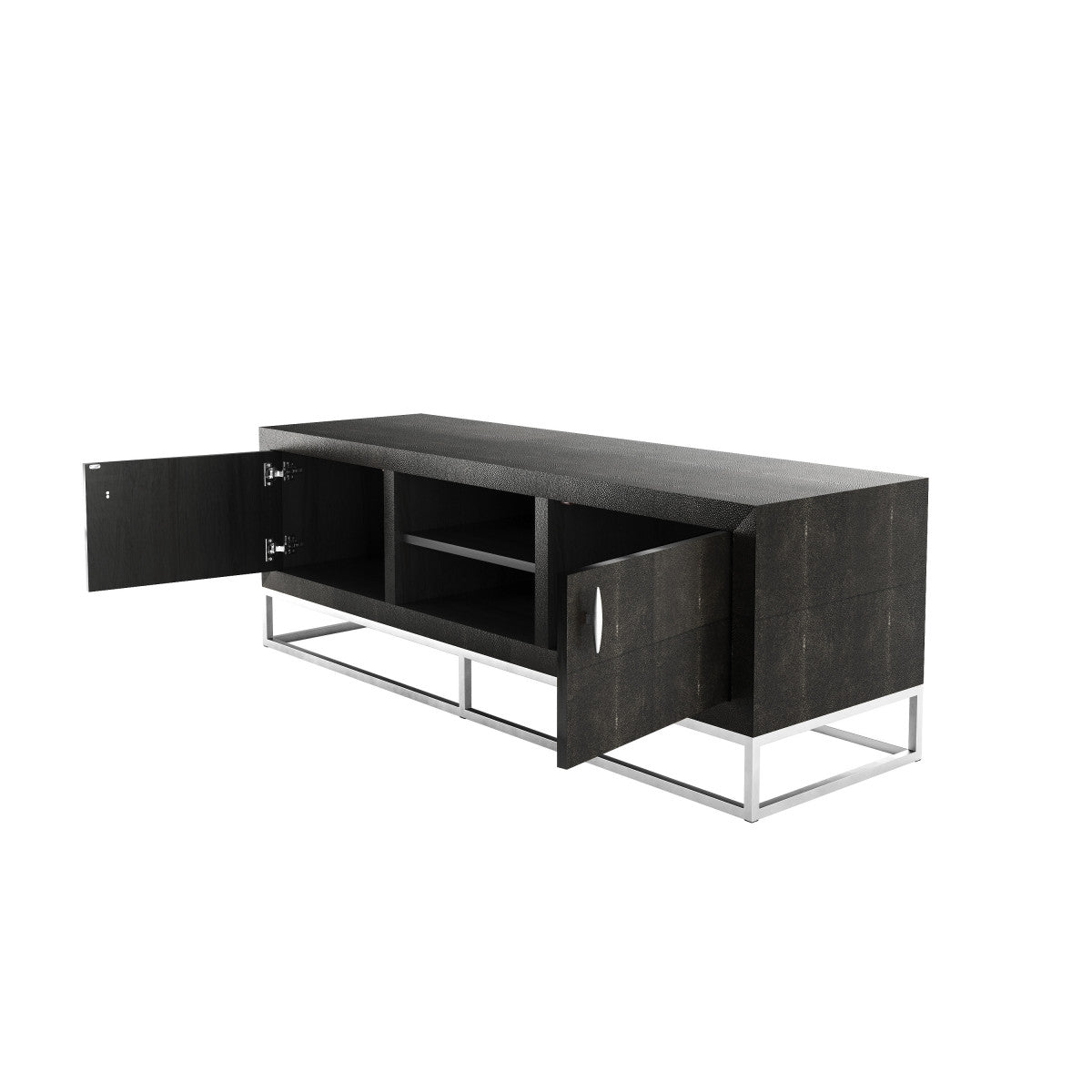 Shop the Hampton TV Unit in luxurious black shagreen, perfect for your TV and media needs. Shop online at www.nobleandnook.co.uk