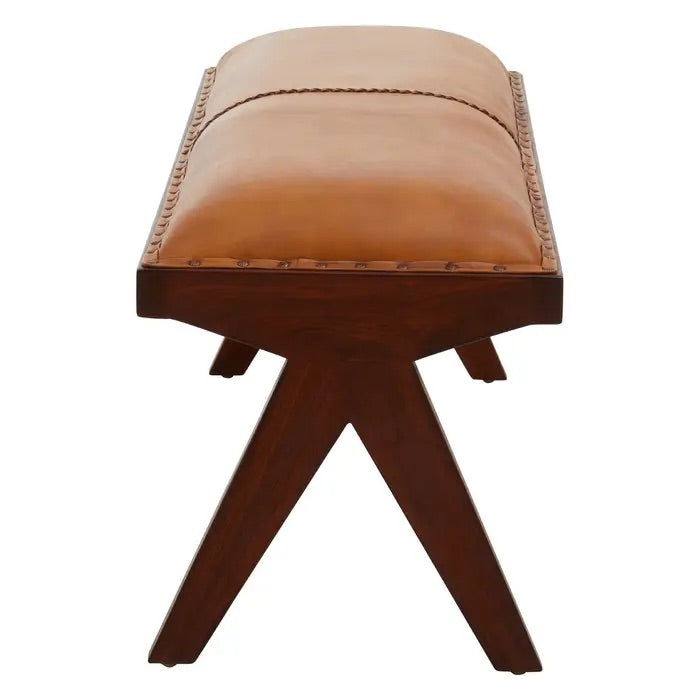 The Inca bench will bring a hint of vintage appeal to home decor with a solid teak frame and elegant angular legs and upholstered in tan leather. Shop online today at www.nobleandnook.co.uk