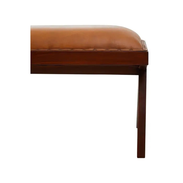 The Inca bench will bring a hint of vintage appeal to home decor with a solid teak frame and elegant angular legs and upholstered in tan leather. Shop online today at www.nobleandnook.co.uk