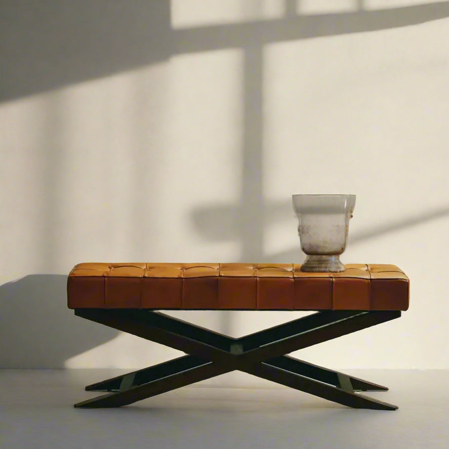 Perfect for hallways, living spaces, or bedrooms, the Inca Bench With Cedar Cross Base bench combines style and functionality. Free UK Mainland Delivery. Shop online today at www.nobleandnook.co.uk