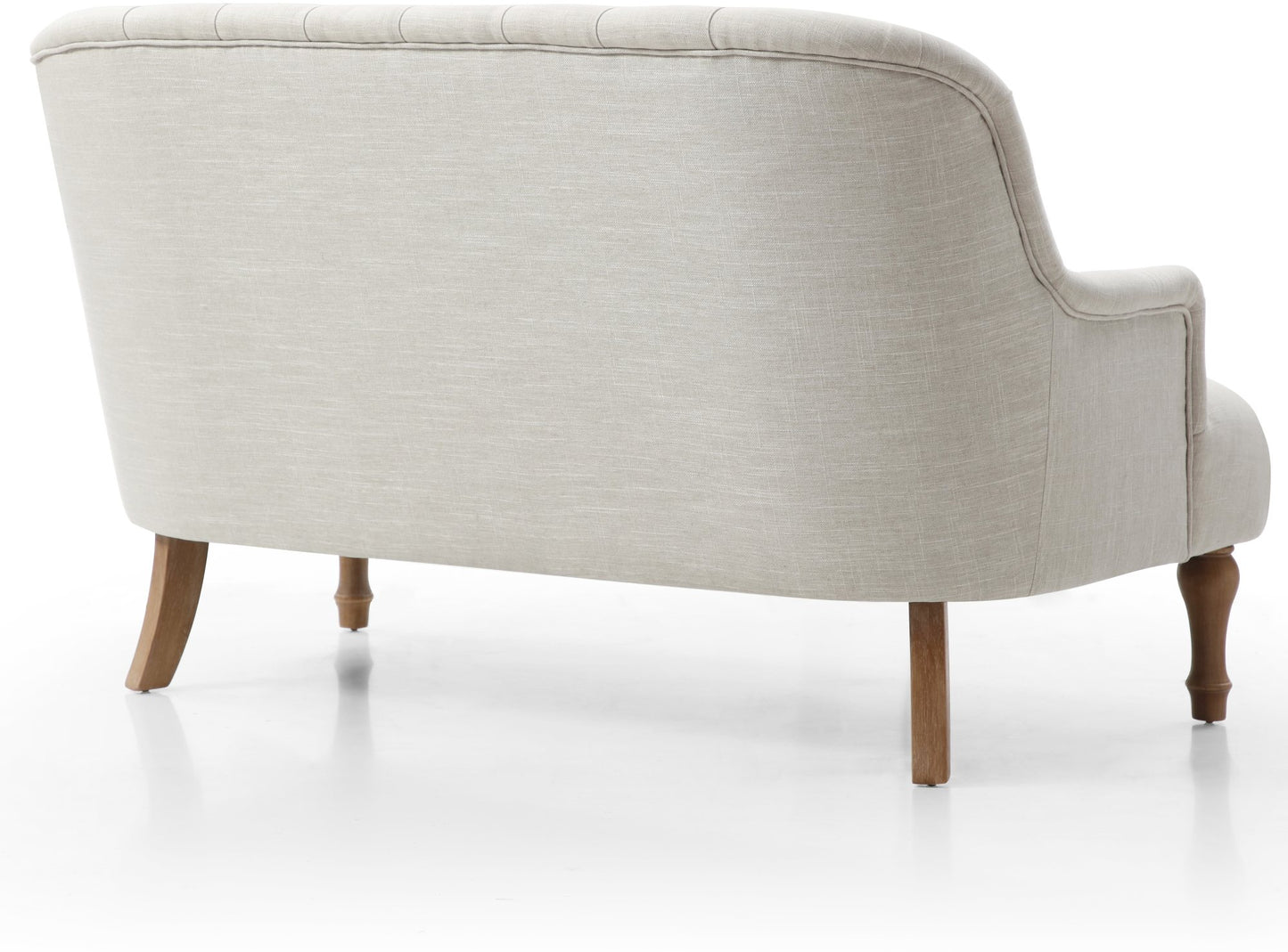 Shop the Bianca 2-Seater Chair, combining classic elegance with superior comfort. Featuring a plump seat, eye-catching tufted back, and traditional washed wooden legs. Shop online at www.nobleandnook.co.uk