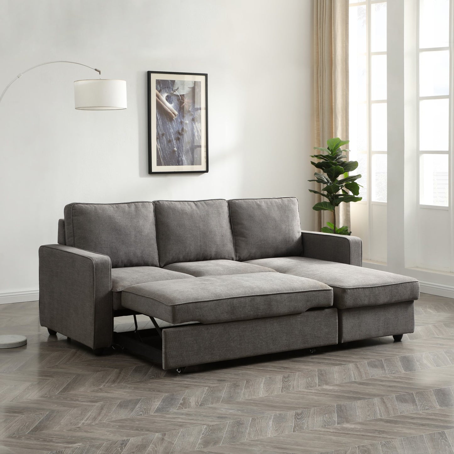 Upgrade your living space with the versatile Myles Corner Sofa Bed in Typhon Grey Textured Weave, a perfect combination of style, comfort, and functionality. Shop online today at www.nobleandnook.co.uk