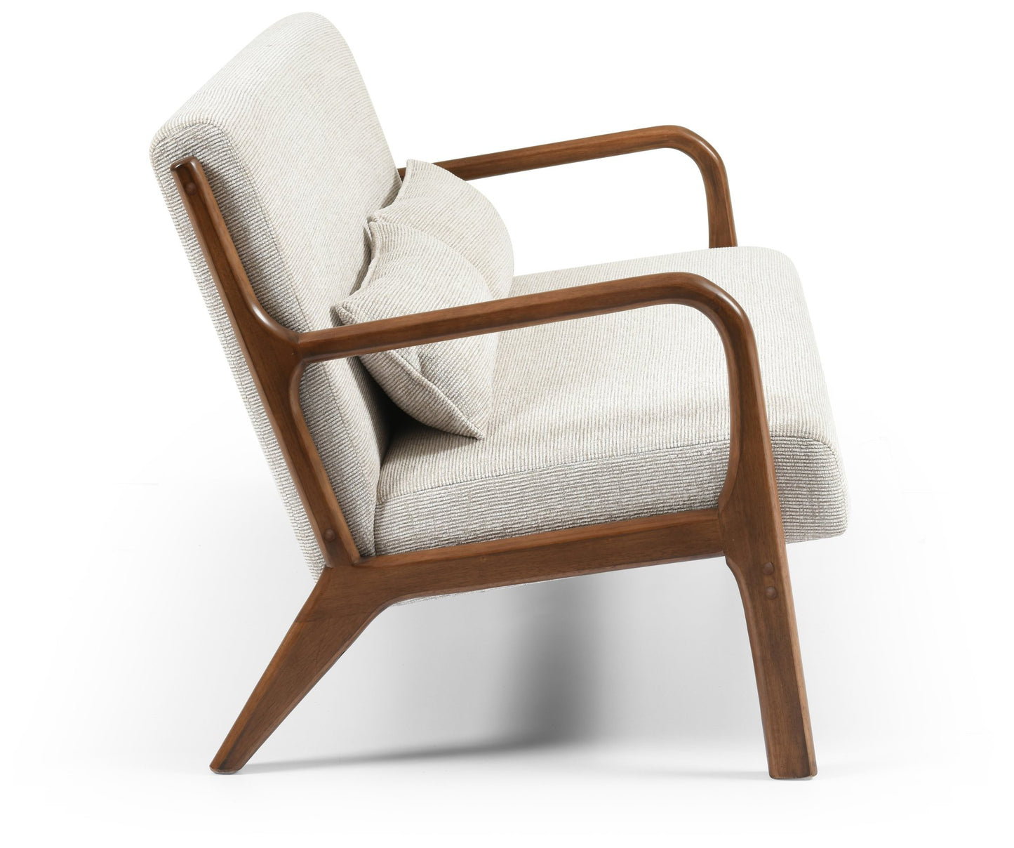 The Inca 2 Seater upholstered in soft Natural Woven Chenille fabric, an elegantly designed sofa featuring a padded back, seat, and bolster cushion, ensuring exceptional comfort. Shop online today at www.nobleandnook.co.uk