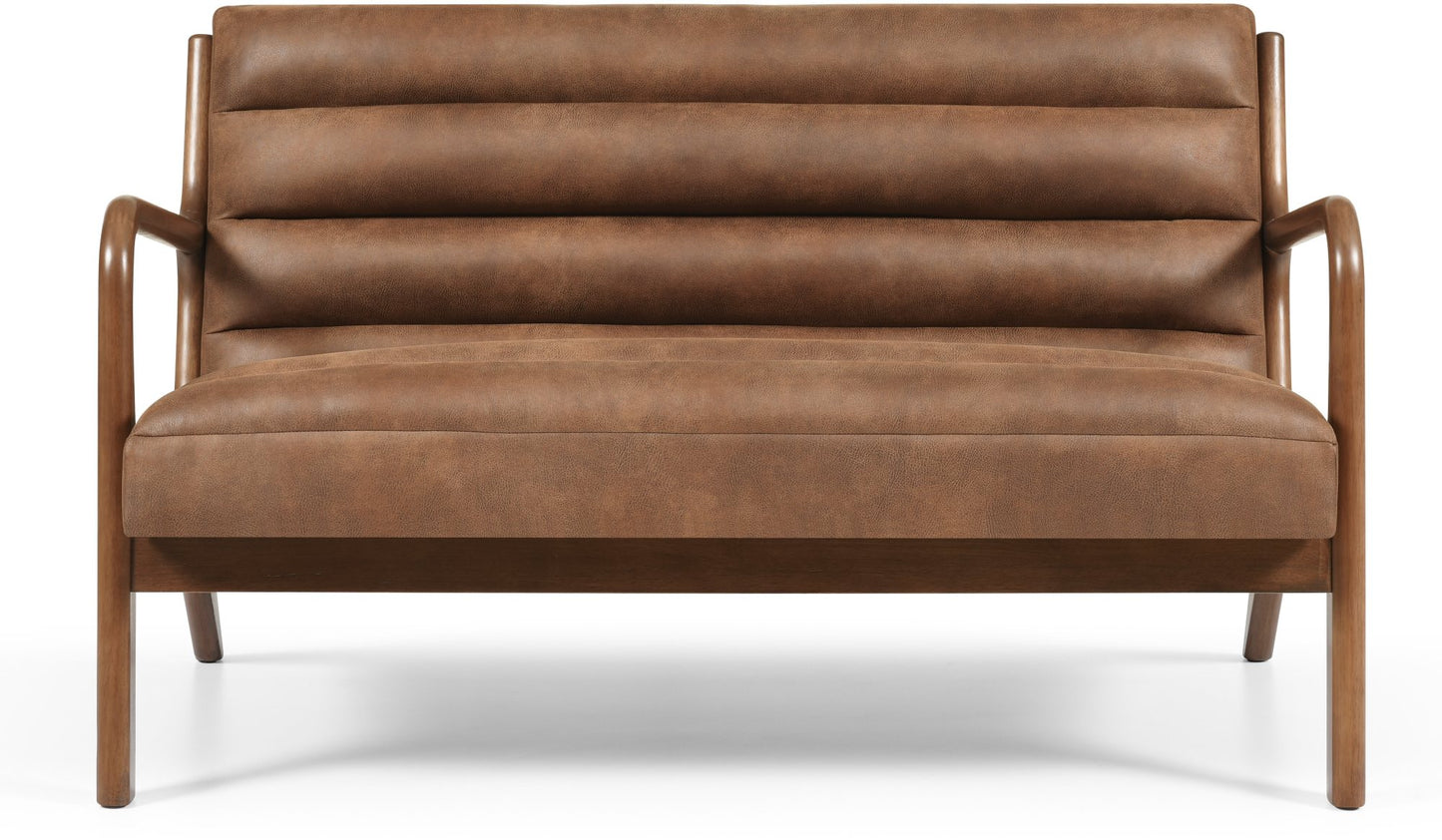 The Inca 2 Seater upholstered in soft touch brown faux leather, an elegantly designed sofa featuring a padded back, seat, and bolster cushion, ensuring exceptional comfort. Shop online today at www.nobleandnook.co.uk