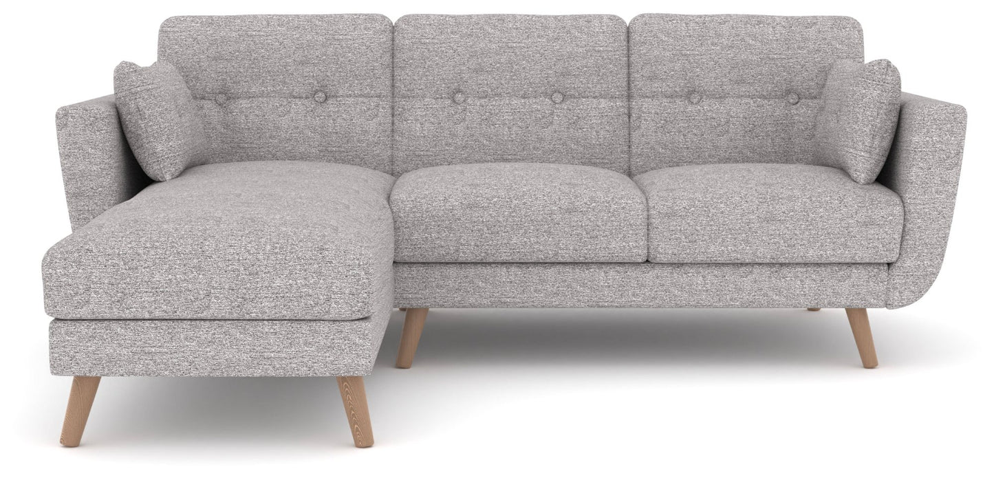 Oslo Left Hand Facing Corner Sofa Bed is upholstered in luxurious Hestia Grey Soft Touch fabric, a versatile piece offers the perfect balance of comfort, elegance, and practicality. Shop online today at www.nobleandnook.co.uk