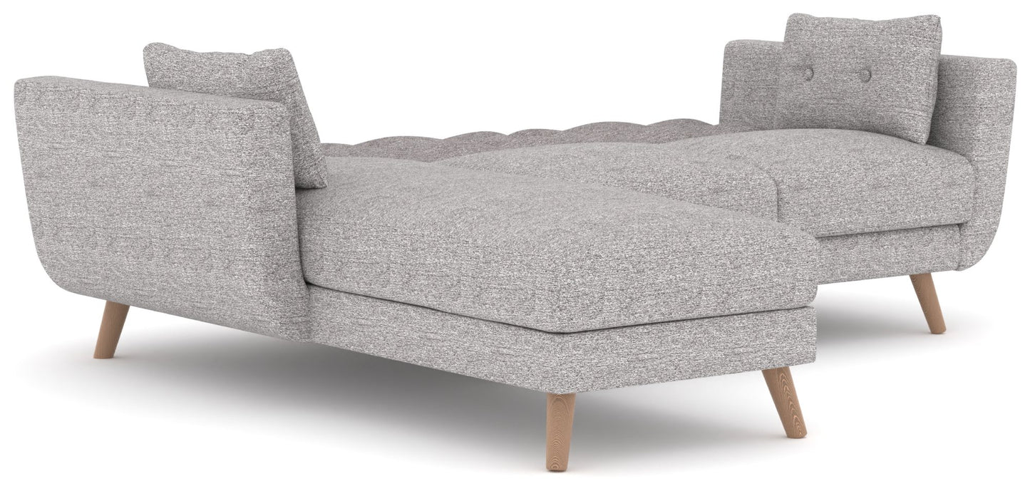Oslo Left Hand Facing Corner Sofa Bed is upholstered in luxurious Hestia Grey Soft Touch fabric, a versatile piece offers the perfect balance of comfort, elegance, and practicality. Shop online today at www.nobleandnook.co.uk